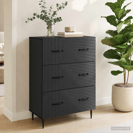 Skuffeskab Sort 66 x 34,5 x 89,5 cm Konstrueret træ
