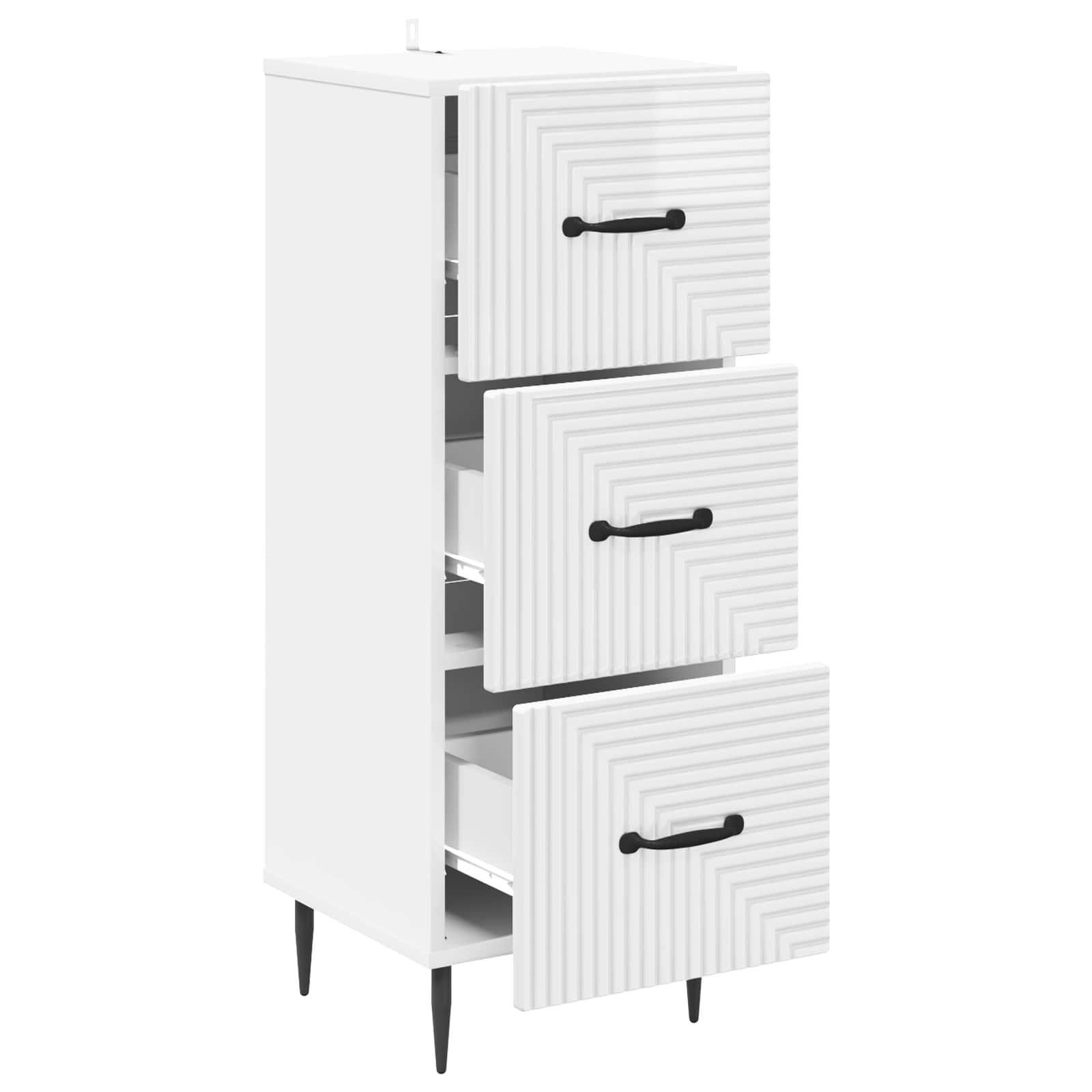Skuffeskab Hvid højglans 33 x 34,5 x 89,5 cm Konstrueret træ