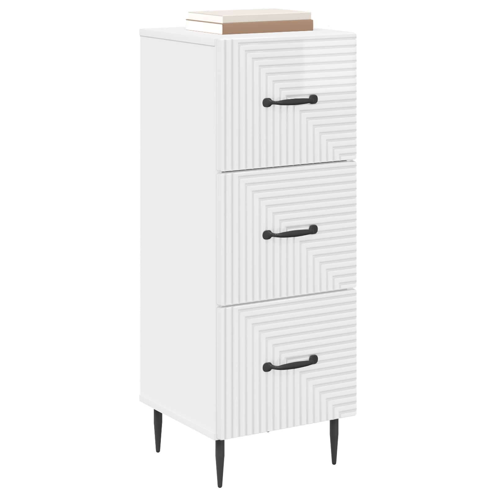 Skuffeskab Hvid højglans 33 x 34,5 x 89,5 cm Konstrueret træ