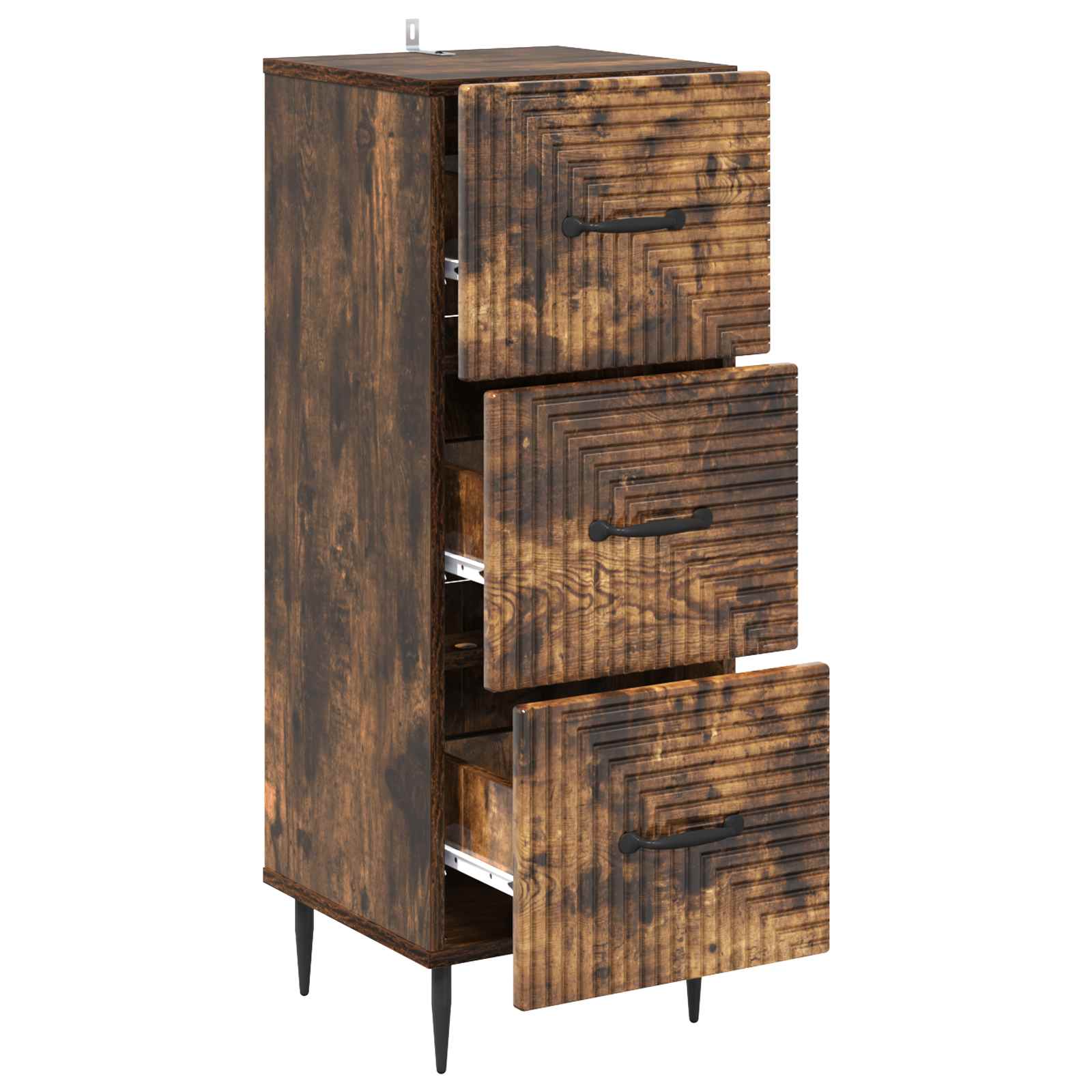 Skuffeskab Røget eg 33 x 34,5 x 89,5 cm Konstrueret træ