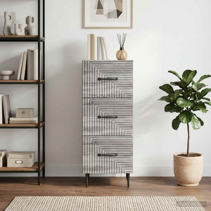 Skuffeskab Grå sonoma-eg 33 x 34,5 x 89,5 cm Konstrueret træ