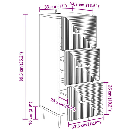 Skuffeskab Gammelt træ 33 x 34,5 x 89,5 cm Konstrueret træ
