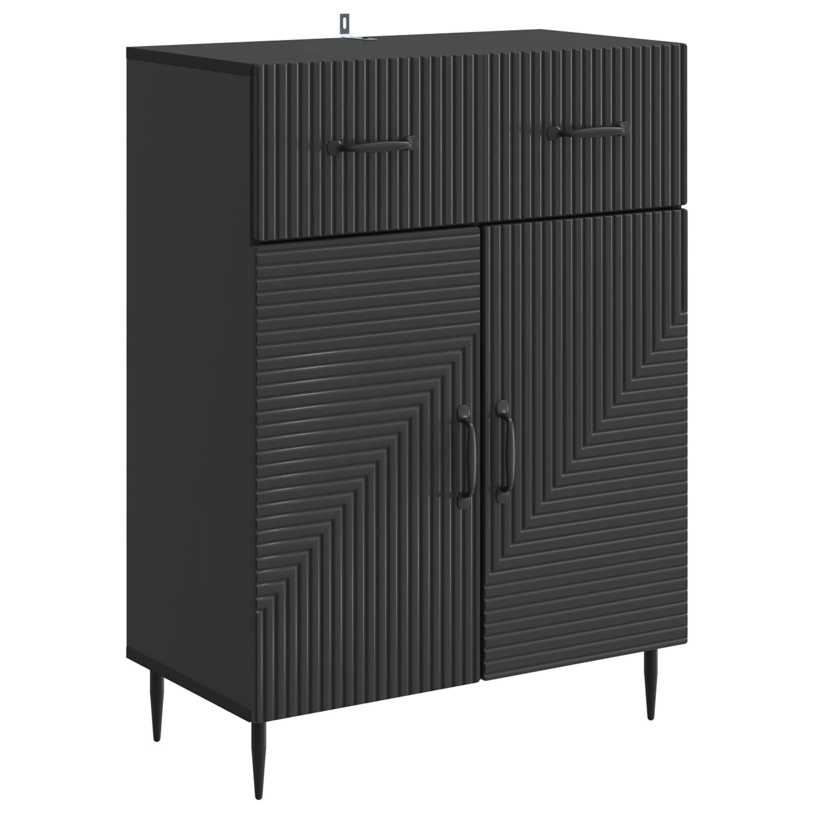 Sideboard med skuffe Sort 66 x 34,5 x 89,5 cm Konstrueret træ