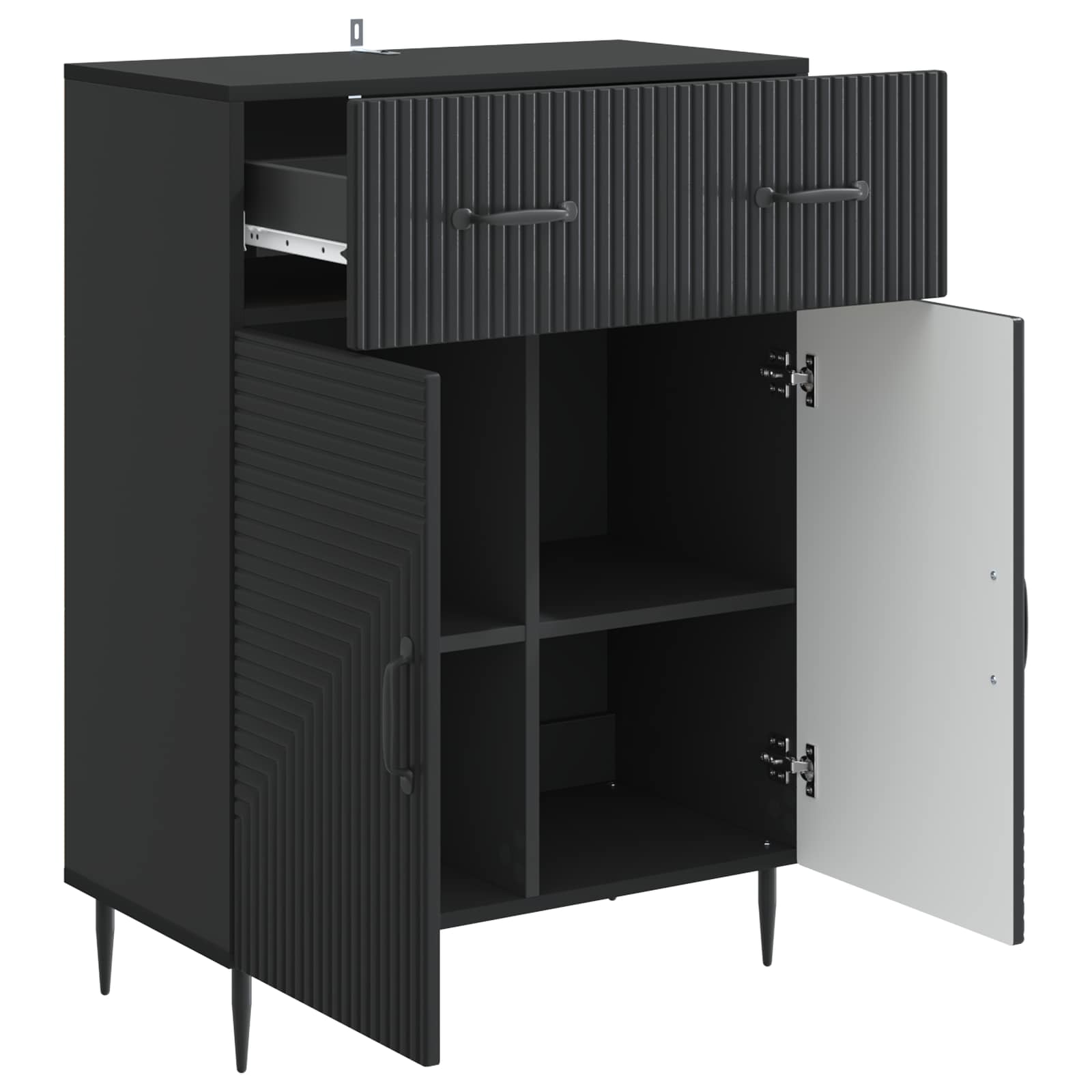 Sideboard med skuffe Sort 66 x 34,5 x 89,5 cm Konstrueret træ