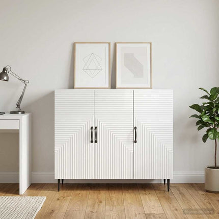 Sideboard Hvid højglans 89 x 34,5 x 80 cm Konstrueret træ