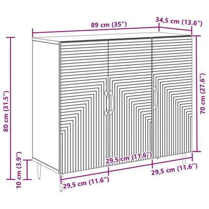Sideboard Røget eg 89 x 34,5 x 80 cm Konstrueret træ