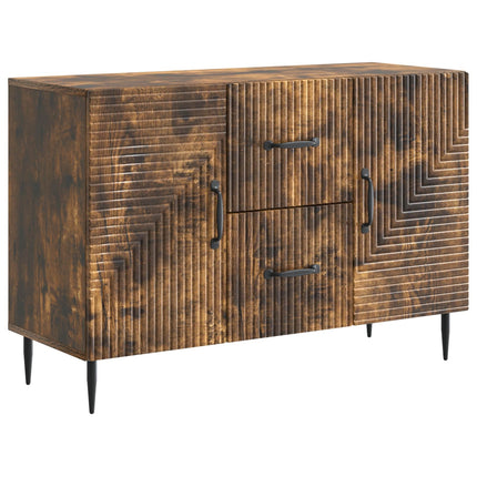 Sideboard med skuffe Røget eg 89 x 34,5 x 60 cm Konstrueret træ