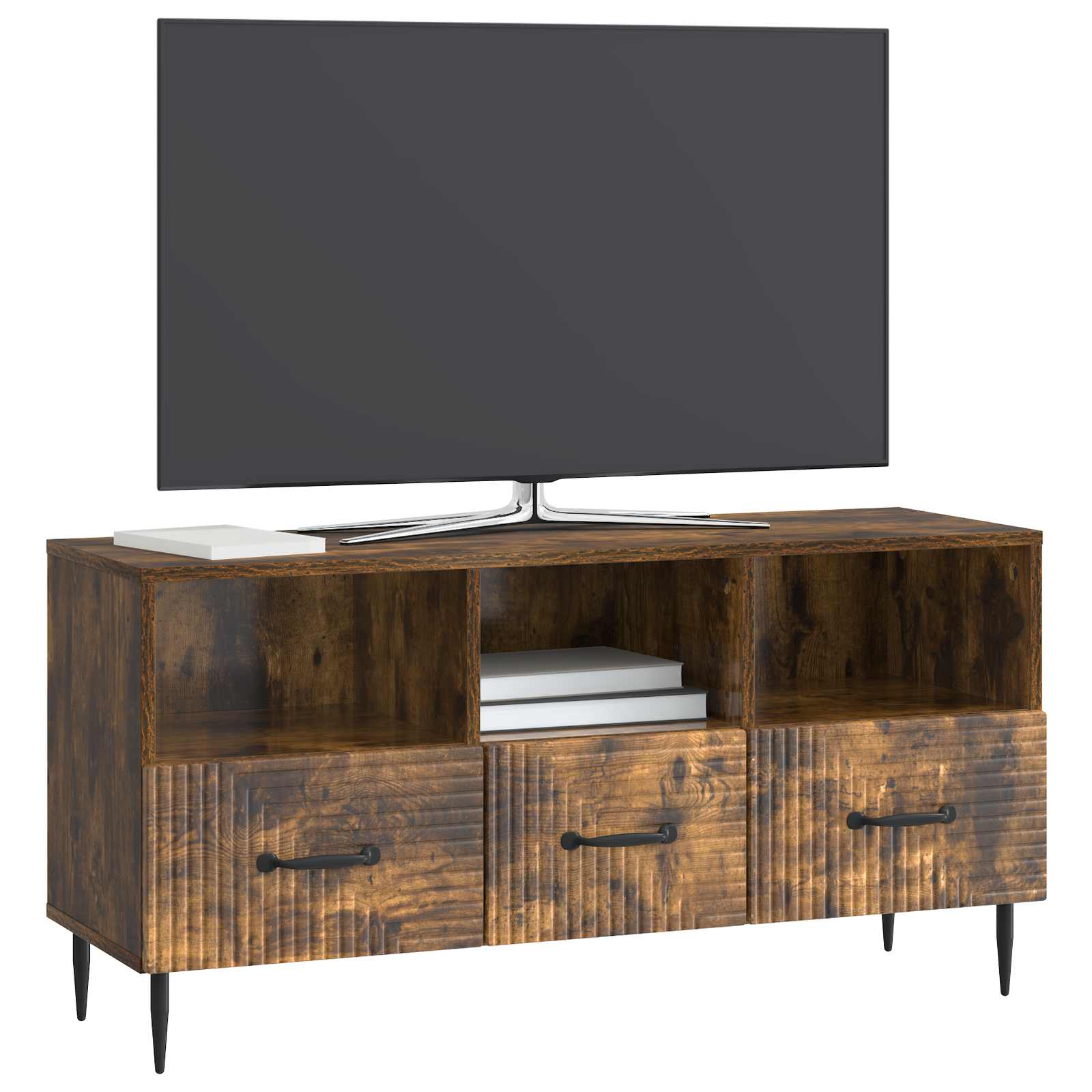 TV-skab med skuffe Røget eg 102 x 34,5 x 50 cm Konstrueret træ