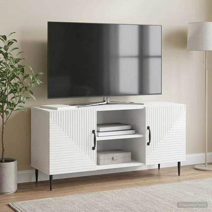 TV-skab Hvid højglans 102 x 34,5 x 50 cm Konstrueret træ