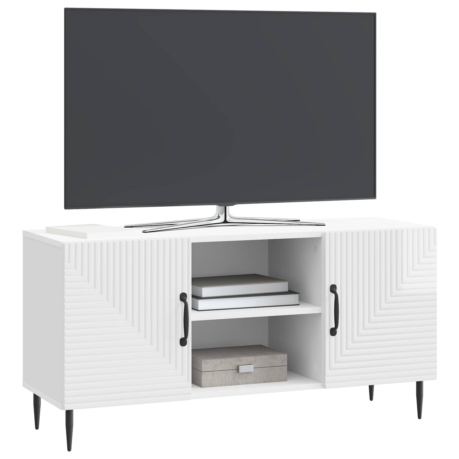 TV-skab Hvid højglans 102 x 34,5 x 50 cm Konstrueret træ