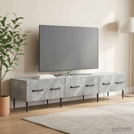 TV-skab med skuffe Betongrå 147 x 34,5 x 30 cm Konstrueret træ