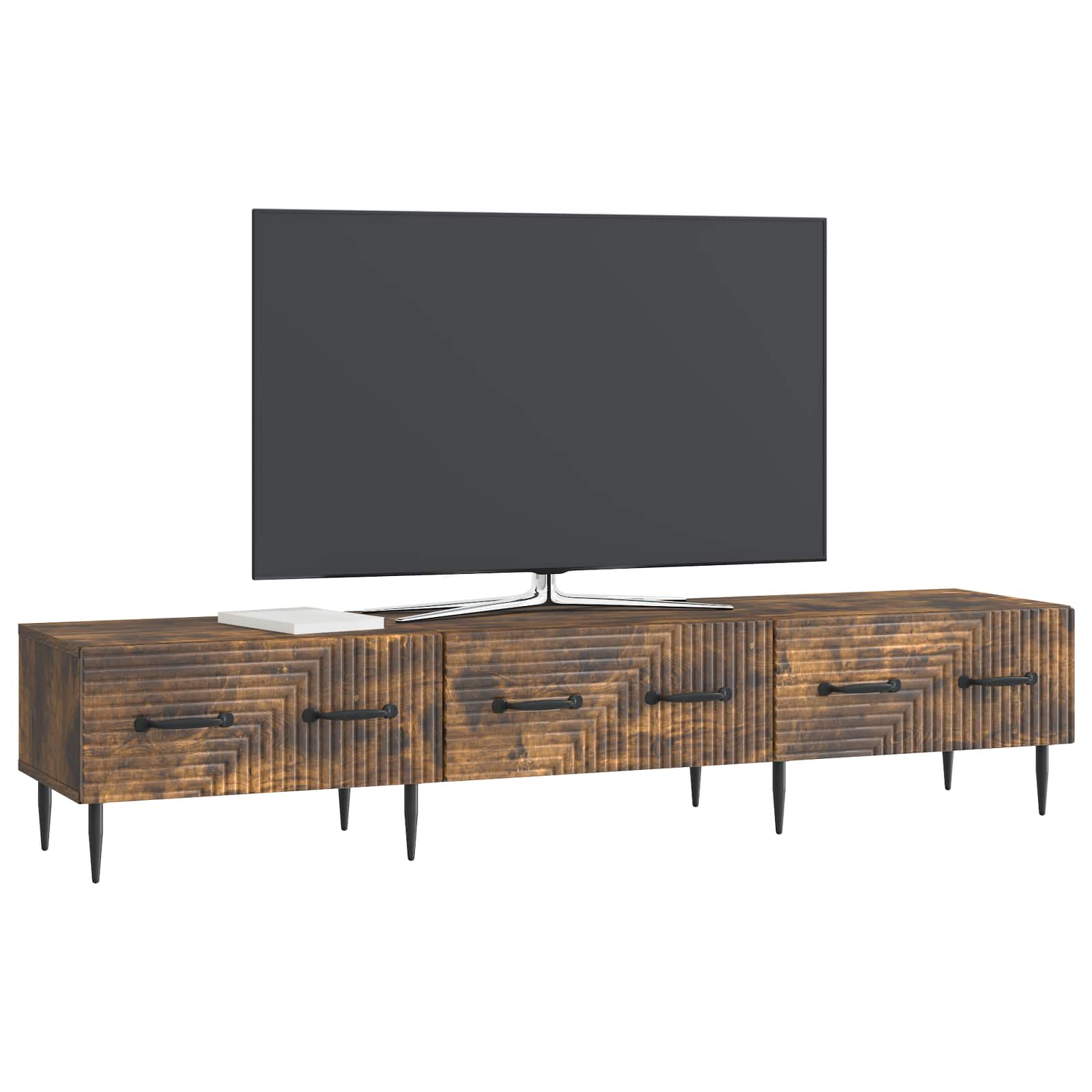TV-skab med skuffe Røget eg 147 x 34,5 x 30 cm Konstrueret træ