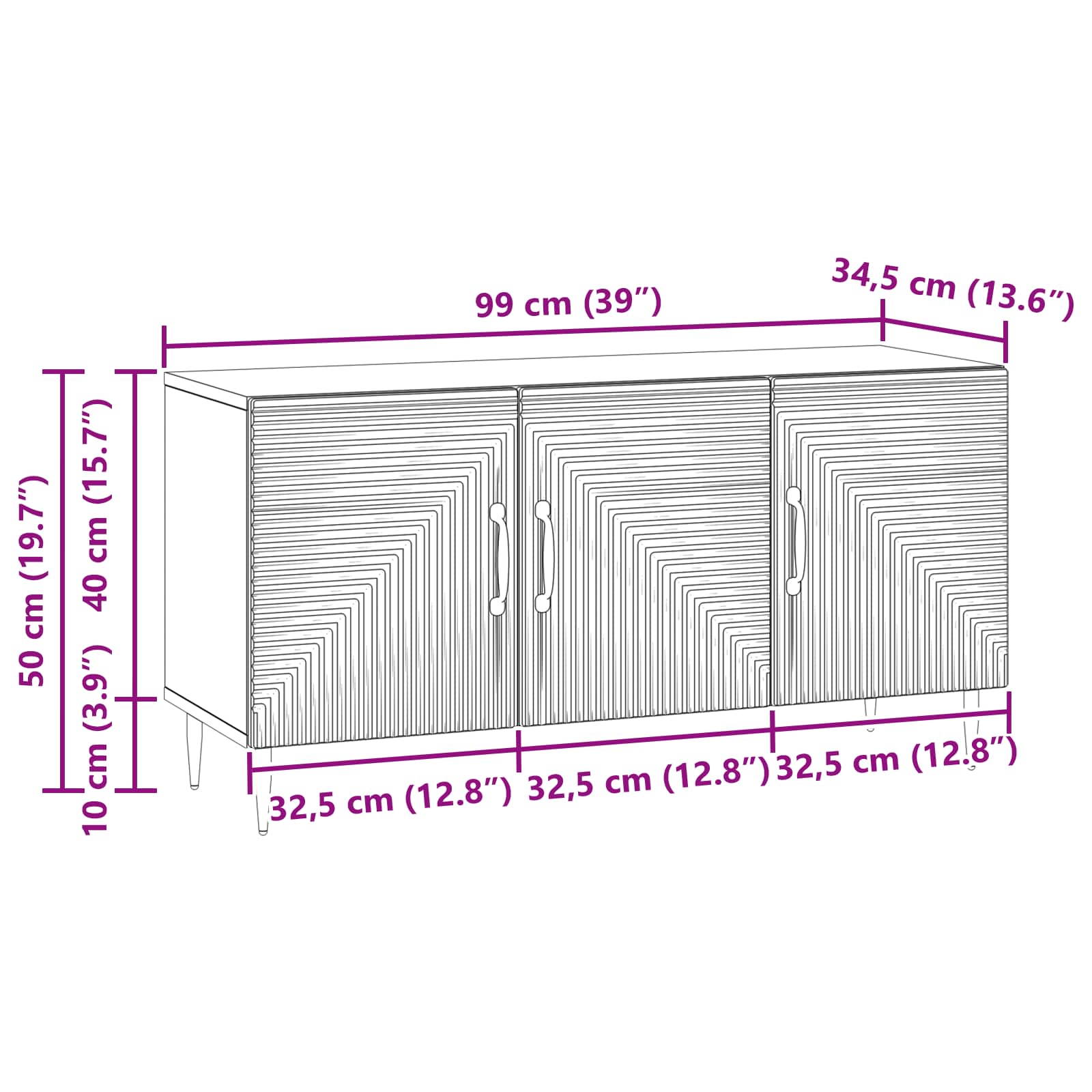 TV-skab Betongrå 99 x 34,5 x 50 cm Konstrueret træ