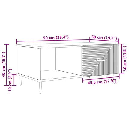 Sofabord Sort 90 x 50 x 40 cm Konstrueret træ