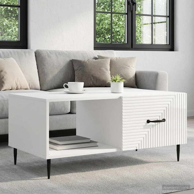 Sofabord Hvid højglans 90 x 50 x 40 cm Konstrueret træ