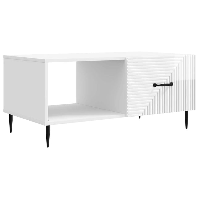 Sofabord Hvid højglans 90 x 50 x 40 cm Konstrueret træ
