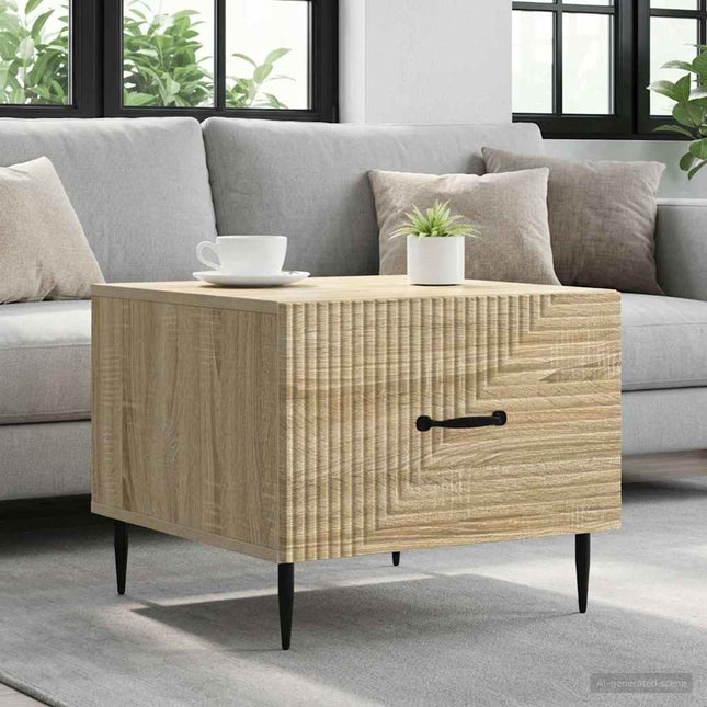Sofabord med skuffe Sonoma-eg 49 x 50 x 40 cm Konstrueret træ