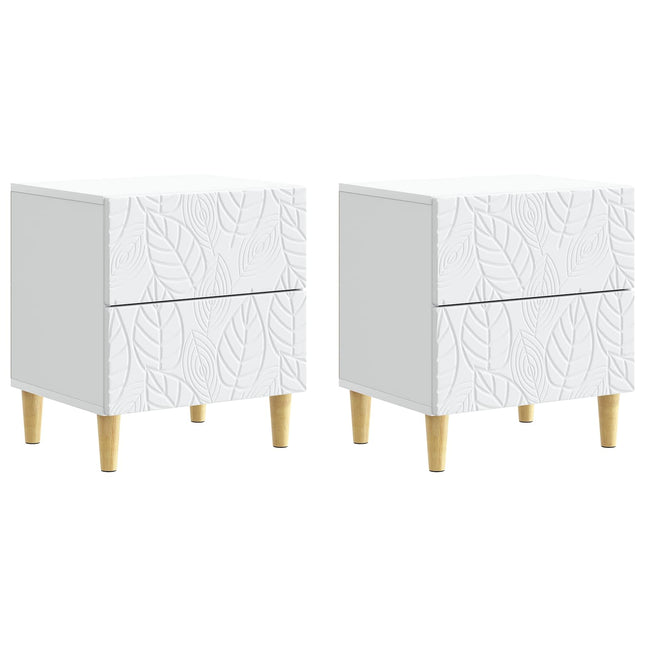 Sengebord 2 pcs Hvid 43 x 34,5 x 48 cm Konstrueret træ