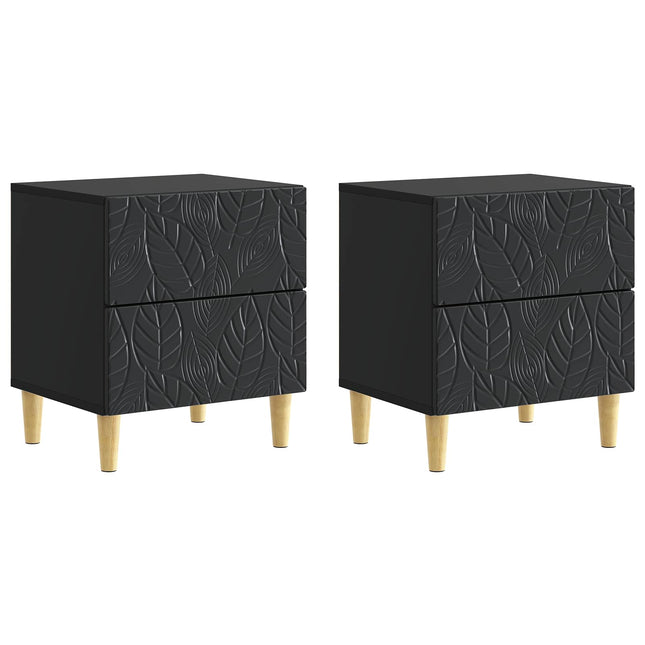 Sengebord 2 pcs Sort 43 x 34,5 x 48 cm Konstrueret træ