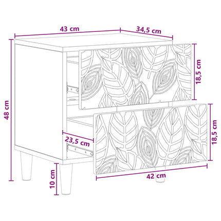 Sengebord 2 pcs Sort 43 x 34,5 x 48 cm Konstrueret træ