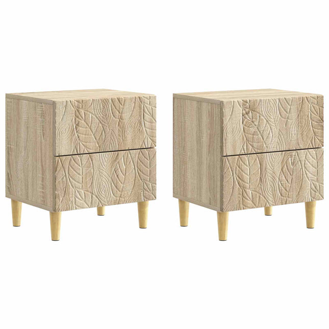 Sengebord 2 pcs Sonoma-eg 43 x 34,5 x 48 cm Konstrueret træ
