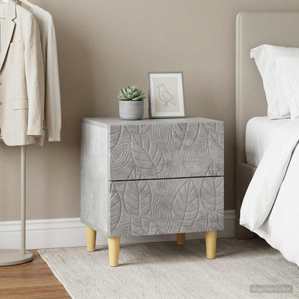 Sengebord 2 pcs Betongrå 43 x 34,5 x 48 cm Konstrueret træ