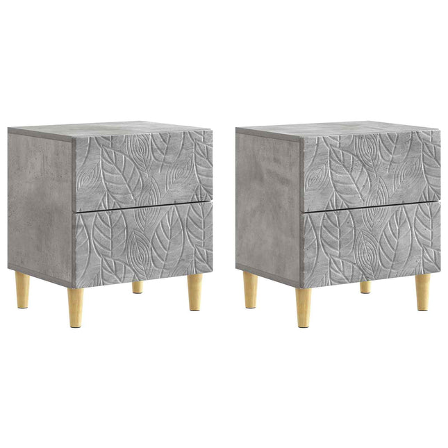 Sengebord 2 pcs Betongrå 43 x 34,5 x 48 cm Konstrueret træ