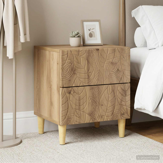 Sengebord 2 stk. Artisan-eg 43 x 34,5 x 48 cm Konstrueret træ