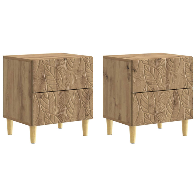 Sengebord 2 stk. Artisan-eg 43 x 34,5 x 48 cm Konstrueret træ