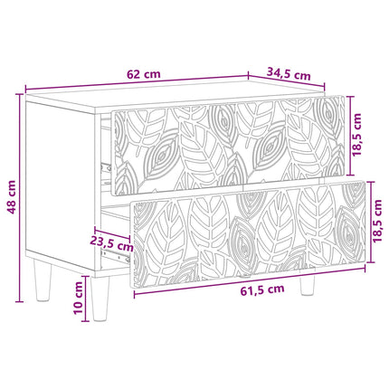Sengebord Sonoma-eg 62 x 34,5 x 48 cm Konstrueret træ