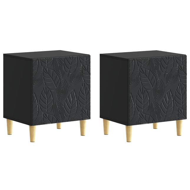 Sengebord 2 pcs Sort 43 x 34,5 x 50 cm Konstrueret træ
