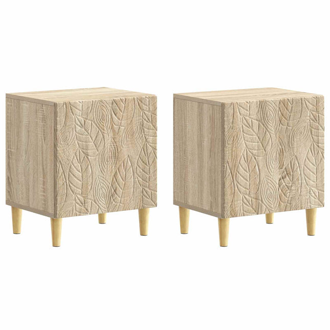 Sengebord 2 stk. Sonoma-eg 43 x 34,5 x 50 cm Konstrueret træ