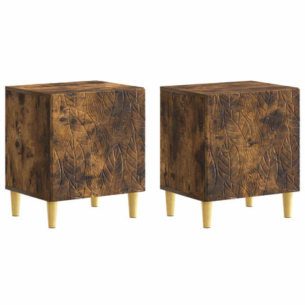 Sengebord 2 pcs Røget eg 43 x 34,5 x 50 cm Konstrueret træ