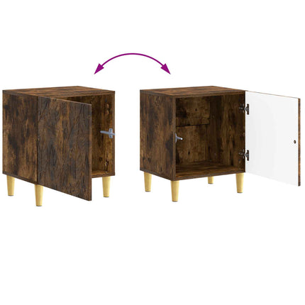 Sengebord 2 pcs Røget eg 43 x 34,5 x 50 cm Konstrueret træ