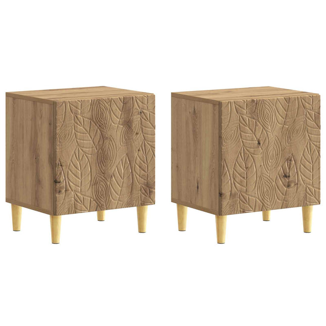 Sengebord 2 stk. Artisan-eg 43 x 34,5 x 50 cm Konstrueret træ