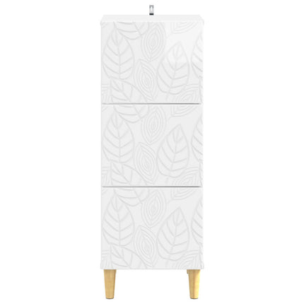 Skuffeskab Hvid højglans 33 x 34,5 x 90 cm Konstrueret træ