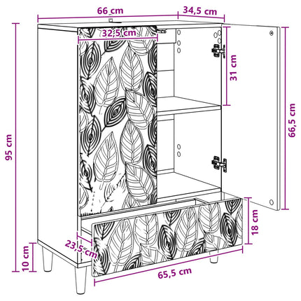 Sideboard Røget eg 66 x 34,5 x 95 cm Konstrueret træ