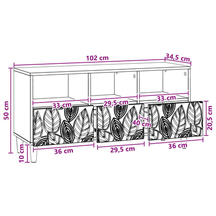 TV-skab 102 x 34,5 x 50 cm Røget eg Konstrueret træ