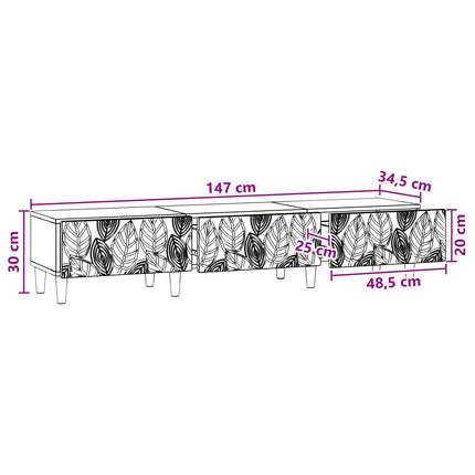 TV-skab 147 x 34,5 x 30 cm Sort Konstrueret træ