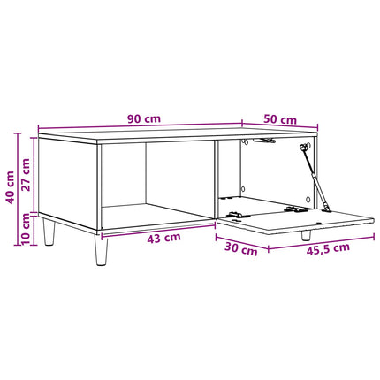 Sofabord Sort 90 x 50 x 40 cm Konstrueret træ