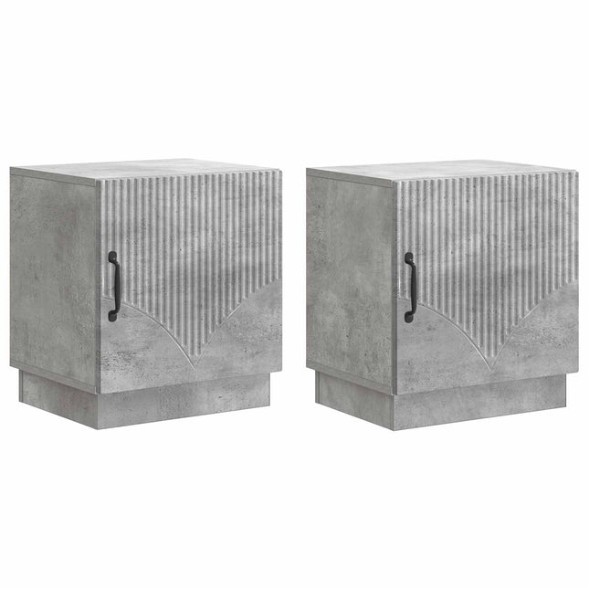 Sengebord 2 stk. Beton Grå 43 x 34,5 x 47 cm Konstrueret træ