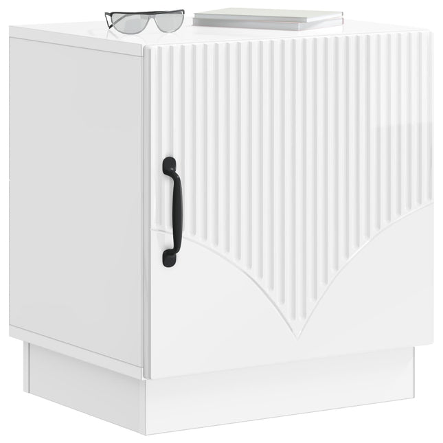 Sengebord 2 pcs Hvid højglans 43 x 34,5 x 47 cm Konstrueret træ