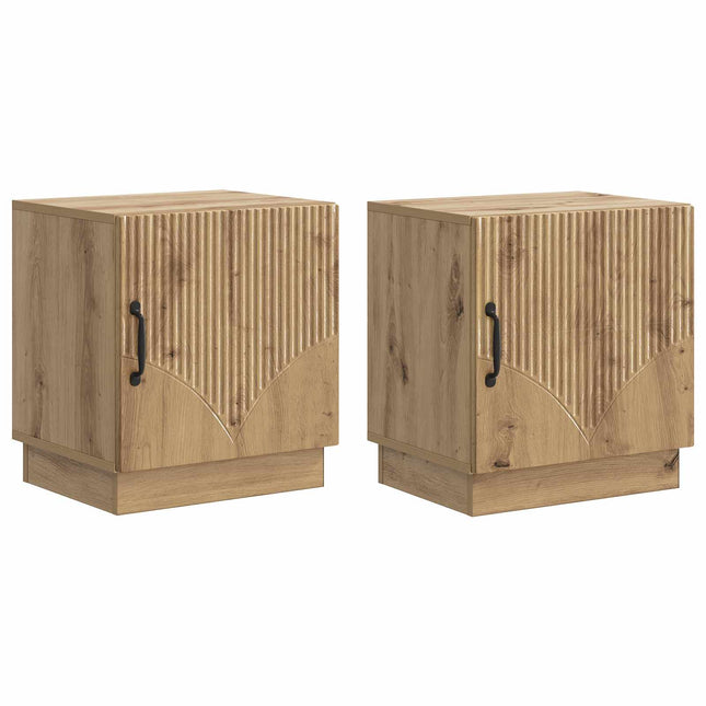 Sengebord 2 stk. Artisan-eg 43 x 34,5 x 47 cm Konstrueret træ
