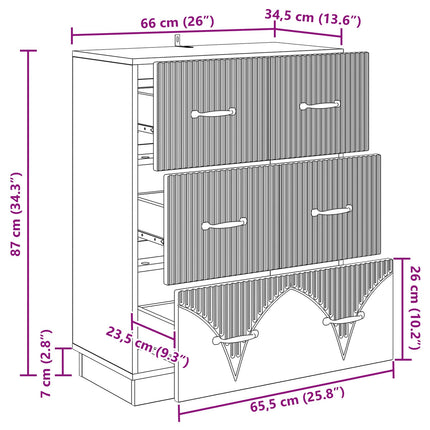 Skuffeskab Røget eg 66 x 34,5 x 87 cm Konstrueret træ
