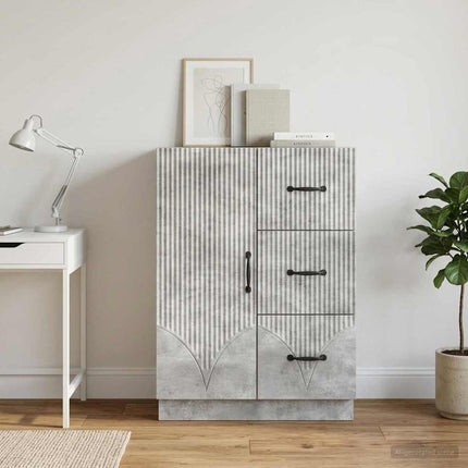 Sideboard med skuffe Betongrå 66 x 34,5 x 87 cm Konstrueret træ