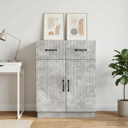 Sideboard med skuffe Betongrå 66 x 34,5 x 87 cm Konstrueret træ