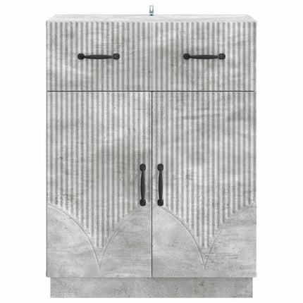 Sideboard med skuffe Betongrå 66 x 34,5 x 87 cm Konstrueret træ