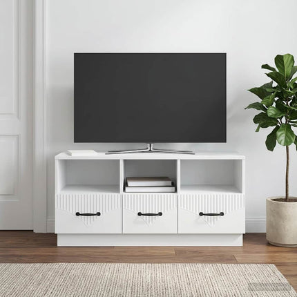 TV-skab med skuffe Hvid 102 x 34,5 x 47 cm Konstrueret træ