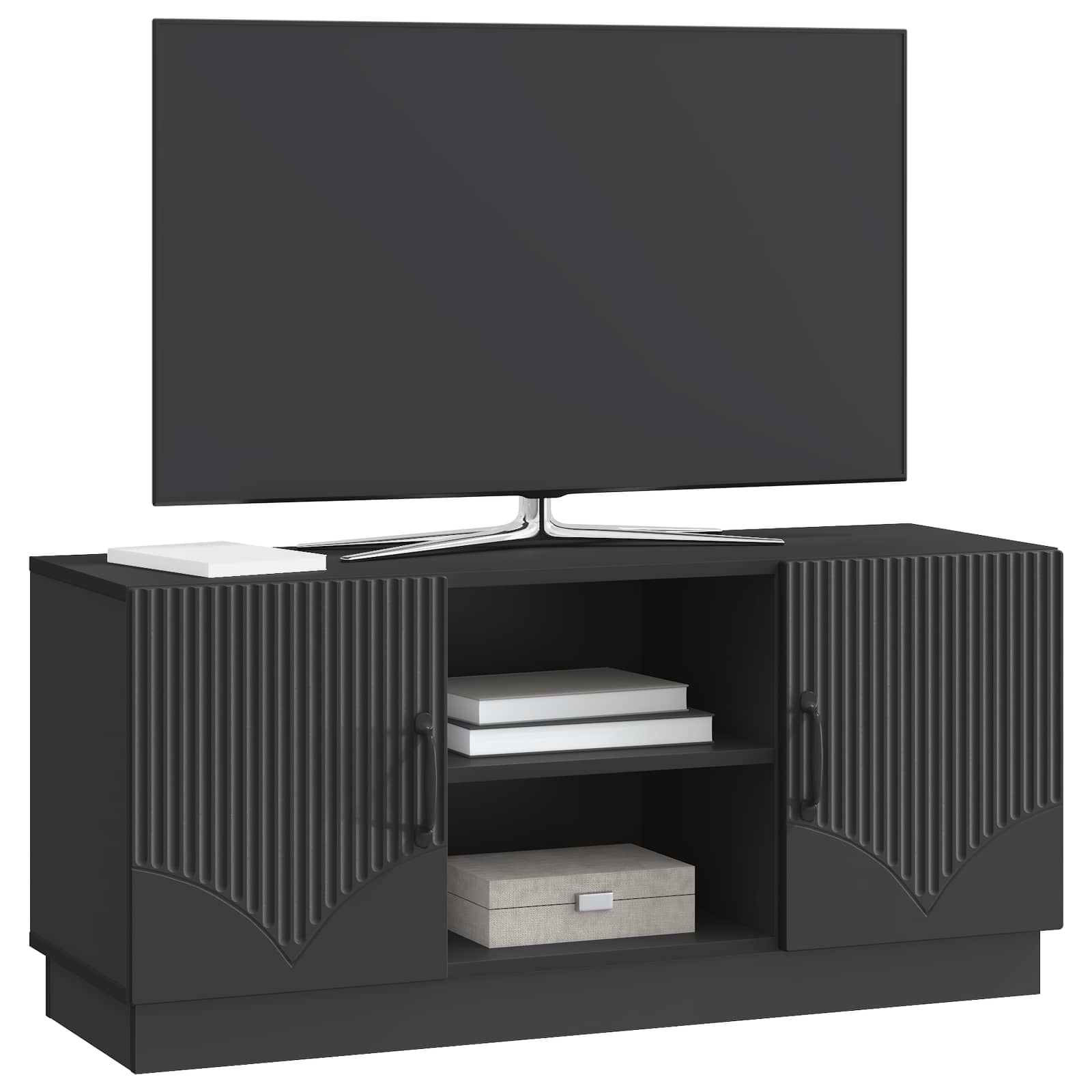 TV-skab Sort 102 x 34,5 x 47 cm Konstrueret træ
