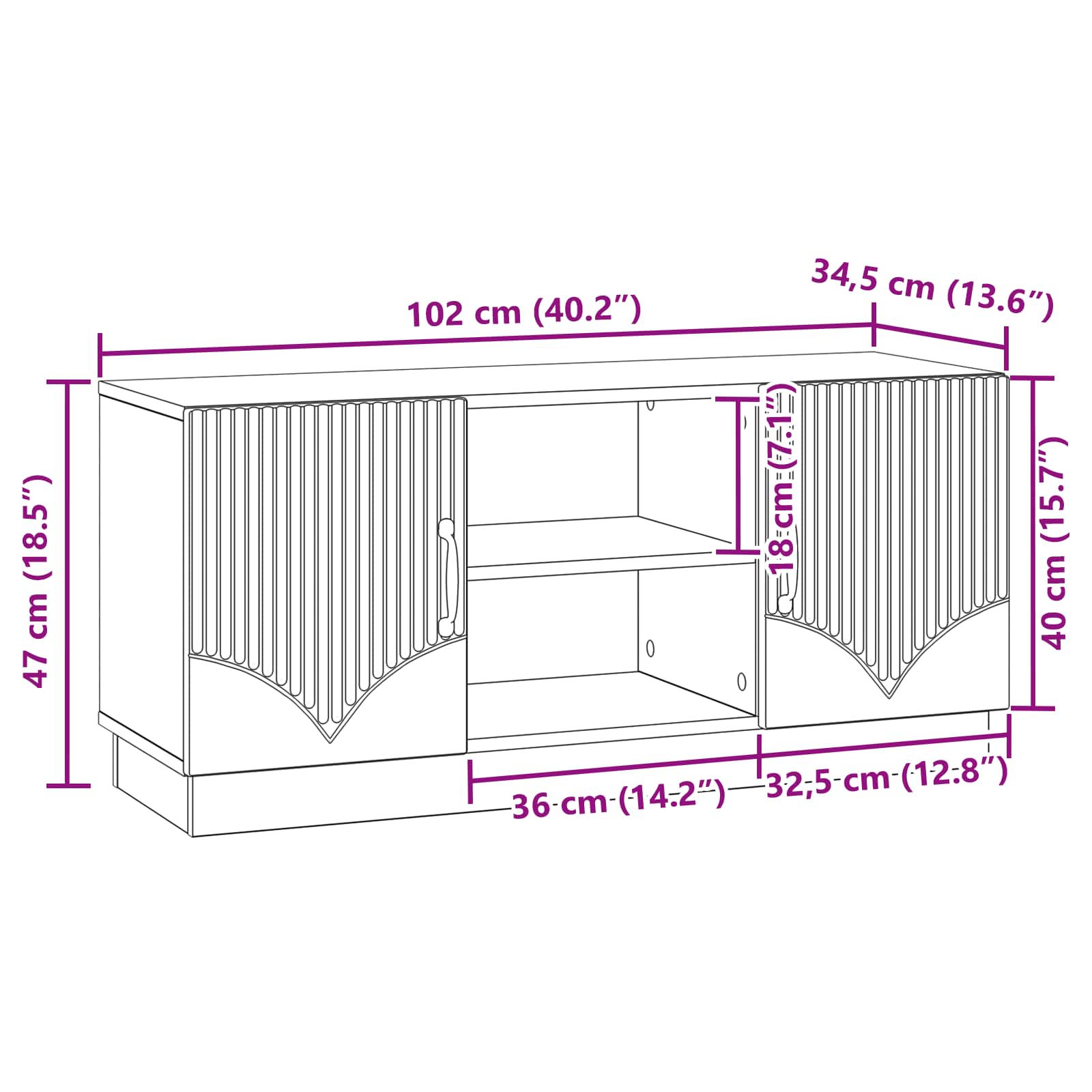 TV-skab Betongrå 102 x 34,5 x 47 cm Konstrueret træ
